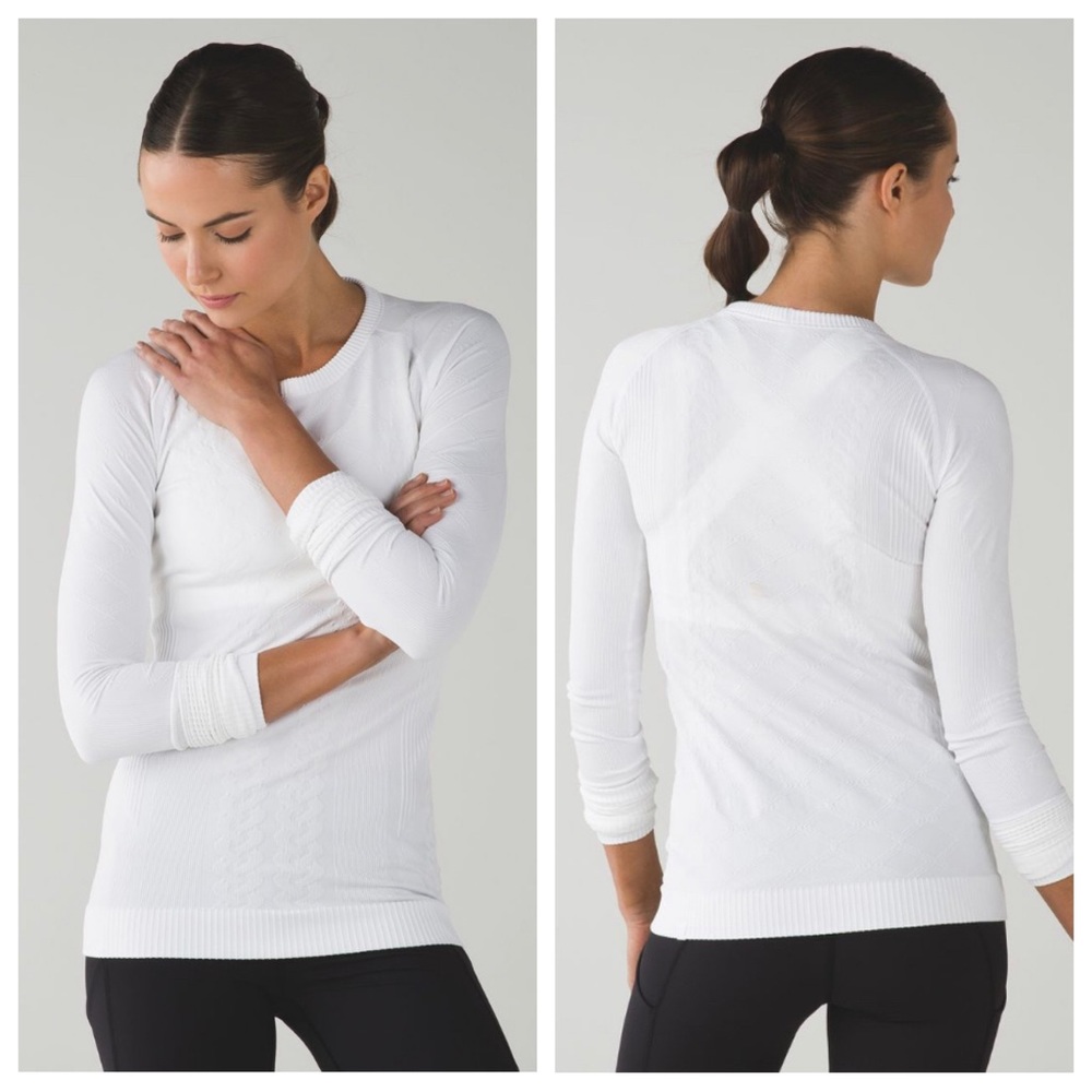 Lululemon Women's Rest Less Pullover Shirt Long Sleeve Crew Neck White